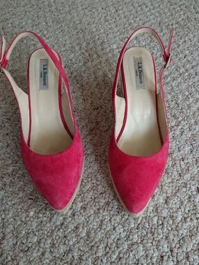 LK Bennett Bethany red Suede Pointed Slingback espadrille size 9